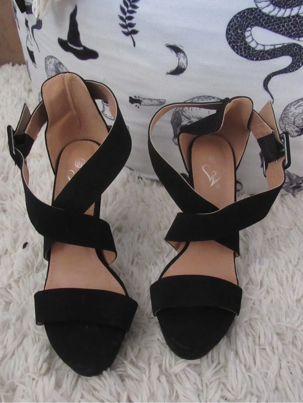 Windsor Black Crisscross Block Heel Sandals